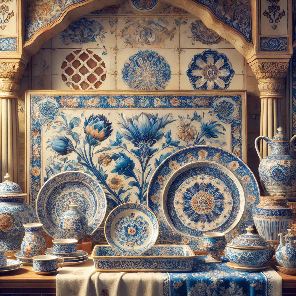 traditional Iznik ceramics from Turkey, showcasing