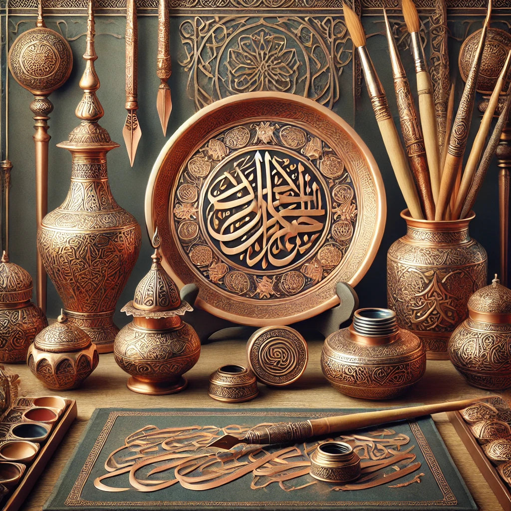 Turkish craftsmanship, focusing on Ottoman-inspired calligraphy tools and copper metalwork.