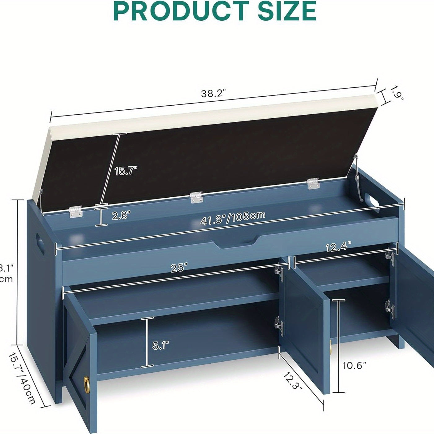 2-Tier Farmhouse Shoe Cabinet Bench with Lift-Top Storage & Barn Doors – Cushioned Seat