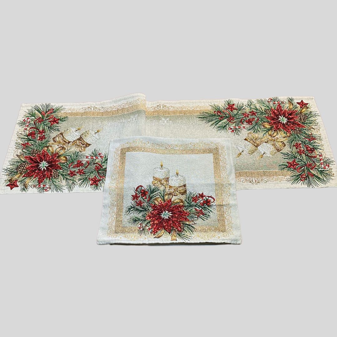 Hand-Beaded Gobelin Christmas Candle Décor Set
