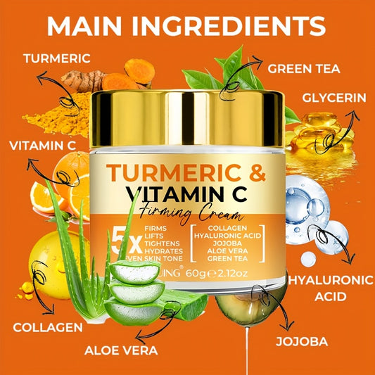 JAYSUING Turmeric & Vitamin C Moisturizing Cream – Hyaluronic Acid, Retinol & Collagen | Unisex