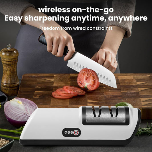 Professional Electric Knife Sharpener 2-Stage – USB Rechargeable, Low-Voltage Motor - Roomsium