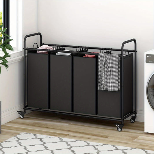 4-Bag Sorter Laundry Hamper Cart with Heavy-Duty Rolling Wheels