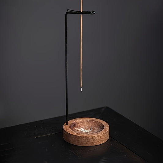 Zen-Inspired Incense Holder – Metal & Manufactured Wood with Ash Catcher
