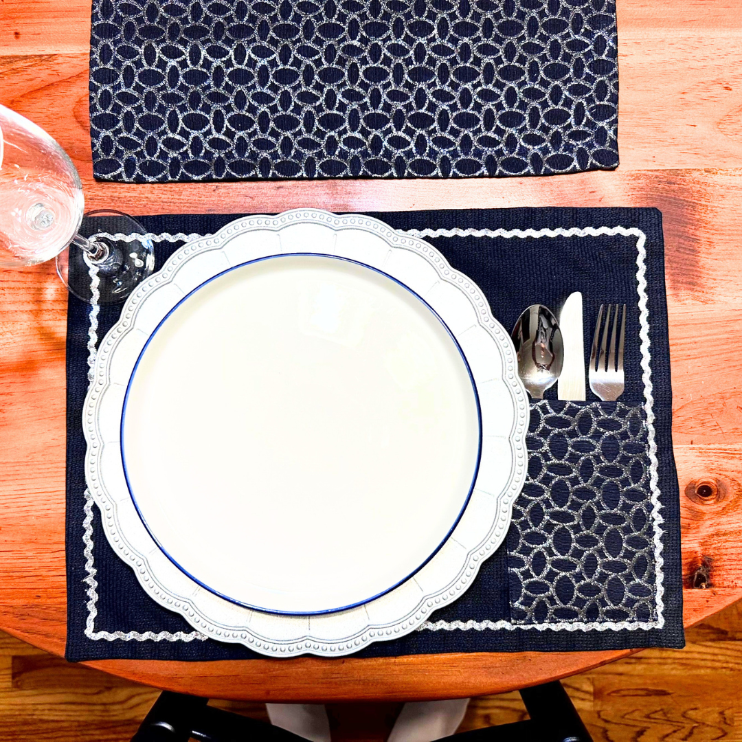 Midnight Elegance Handmade Table Runner & Placemat Set