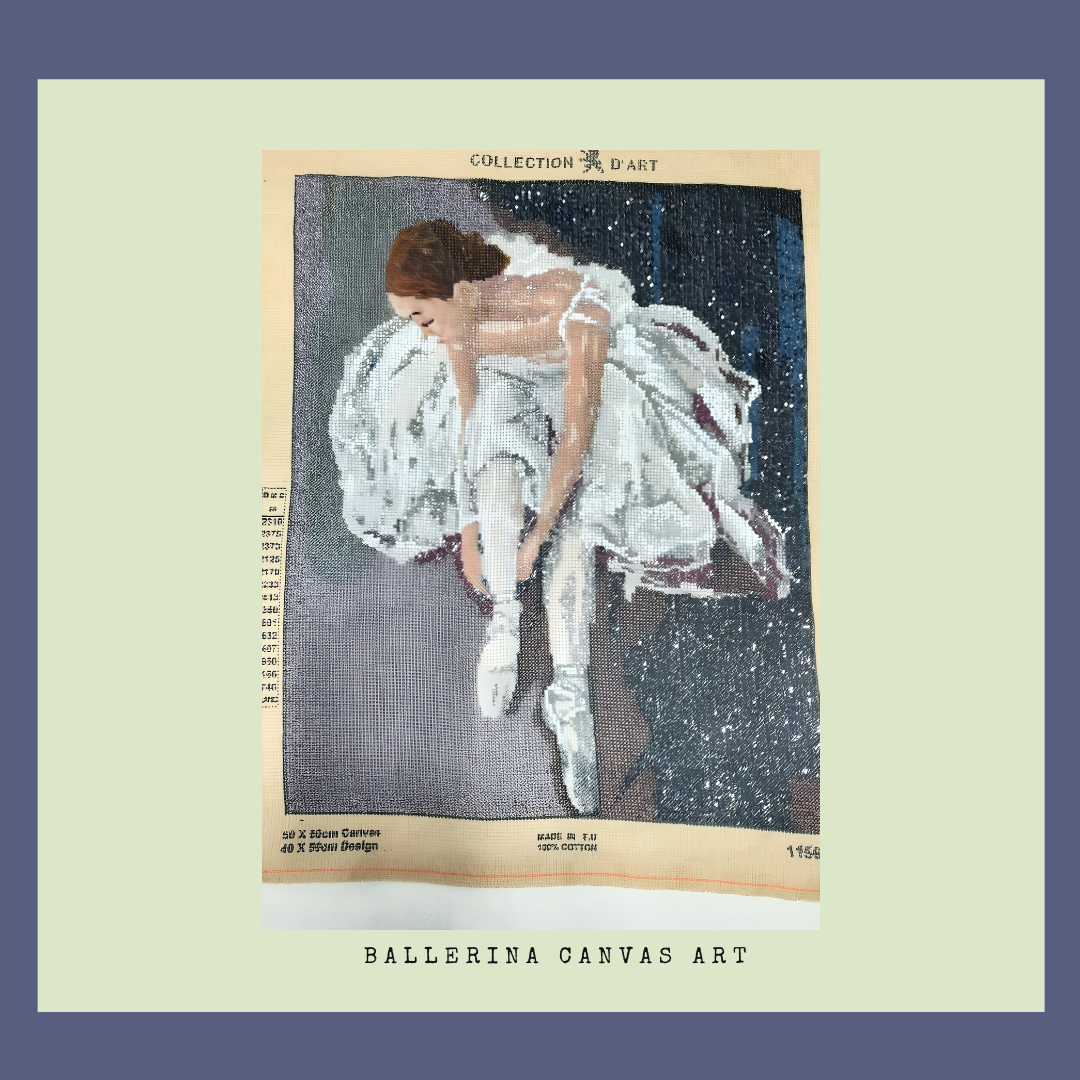 Handcrafted Beaded Ballerina Canvas Art – 39 x 50 cm