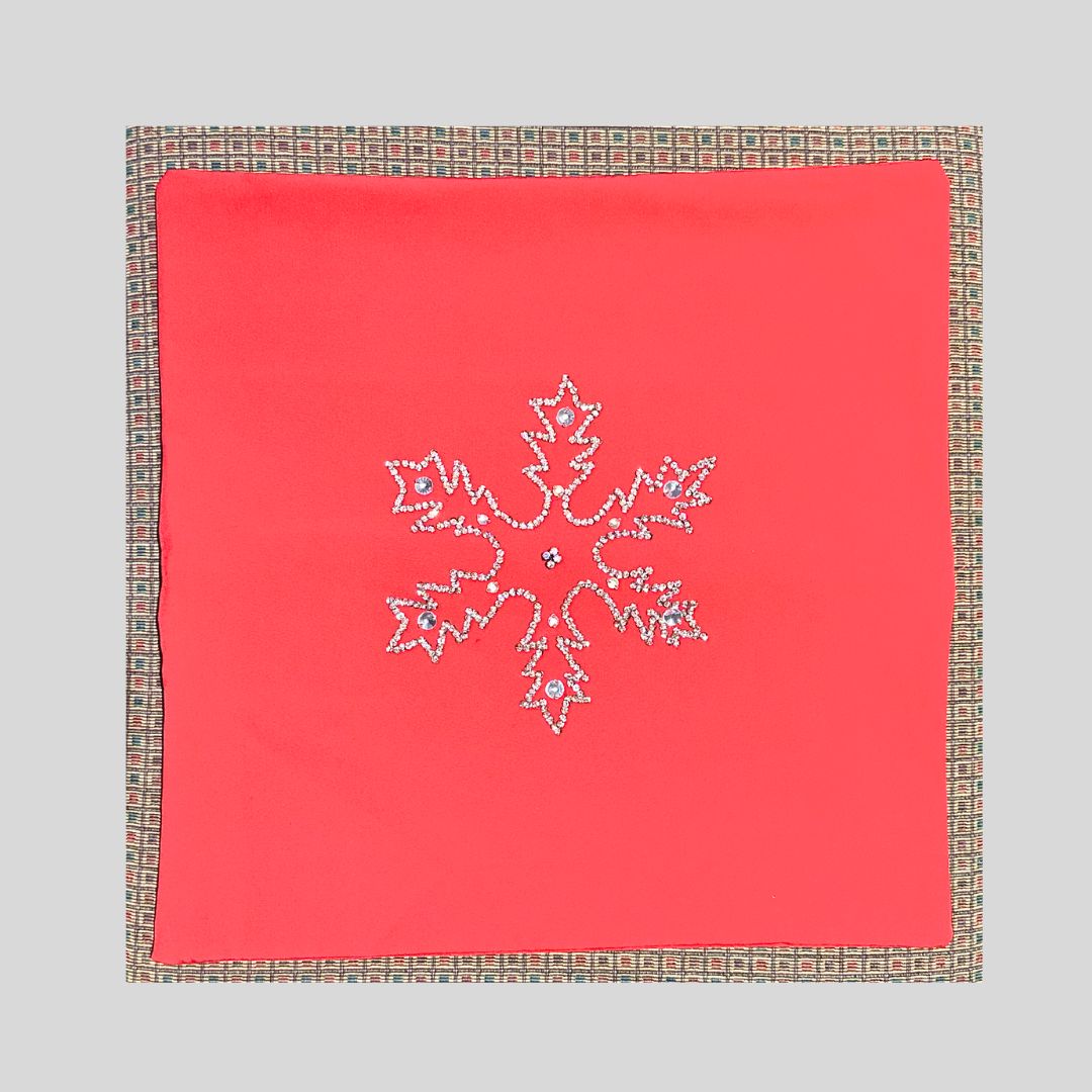 Hand-Beaded Snowflake Velvet Pillowcase – Holiday Décor
