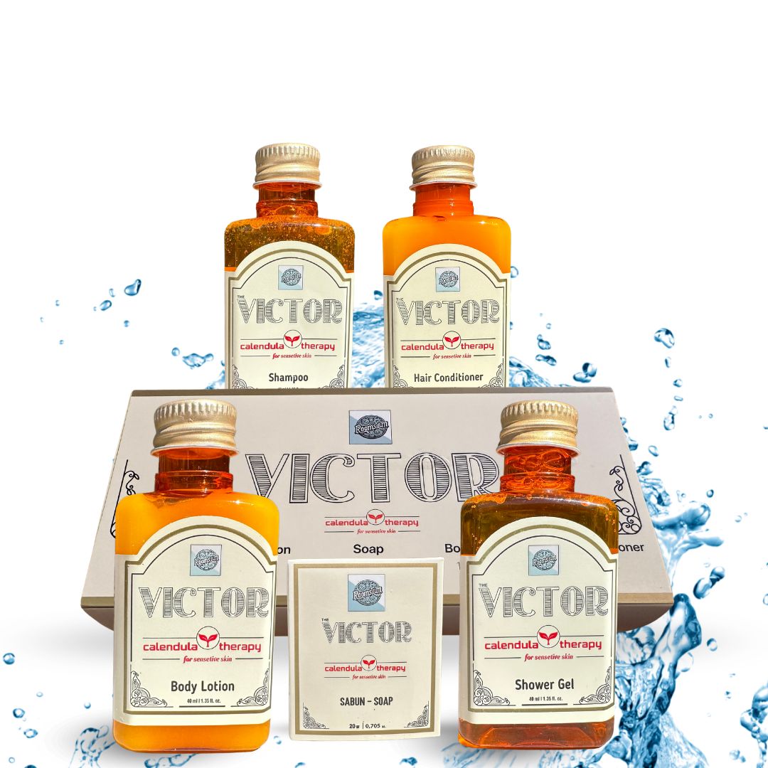 Roomsium Victor Collection – Calendula Therapy Guest Amenities Set | Boutique Hotel Toiletries