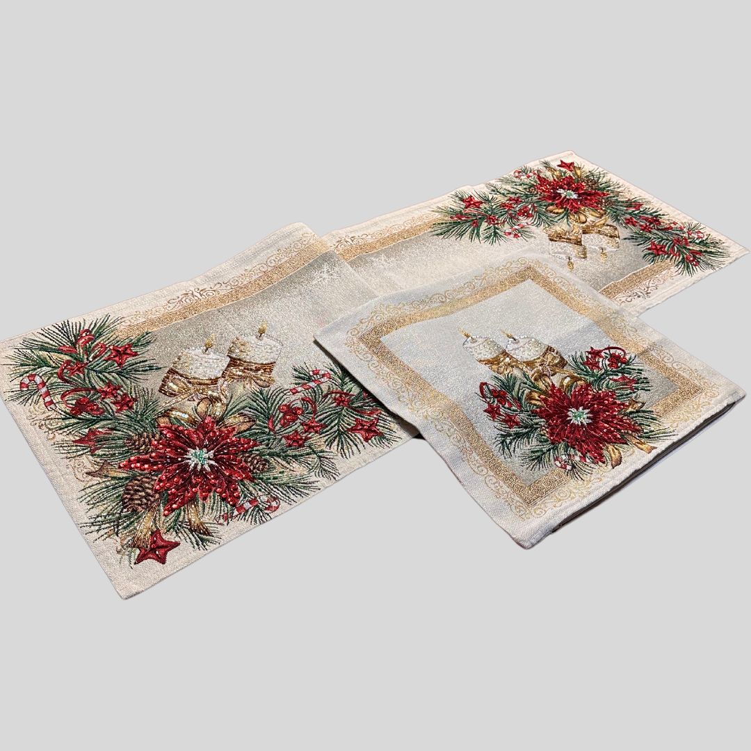 Hand-Beaded Gobelin Christmas Candle Décor Set