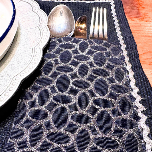 Midnight Elegance Handmade Table Runner & Placemat Set