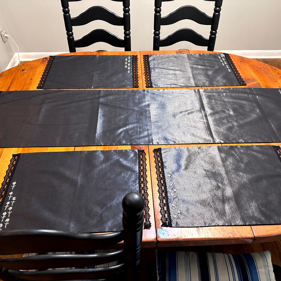 Elegant Handmade Satin Tablecloth & Placemat Set – 7 Pieces