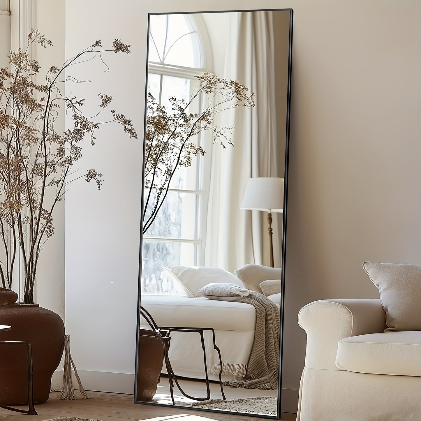 Arched Full-Length Floor Mirror with Stand – 58×19 Inch