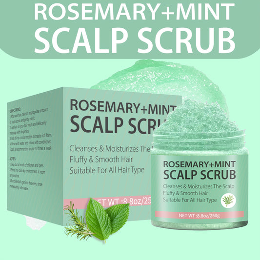 Rosemary Mint Scalp Scrub with Massager – Exfoliating Hair Care