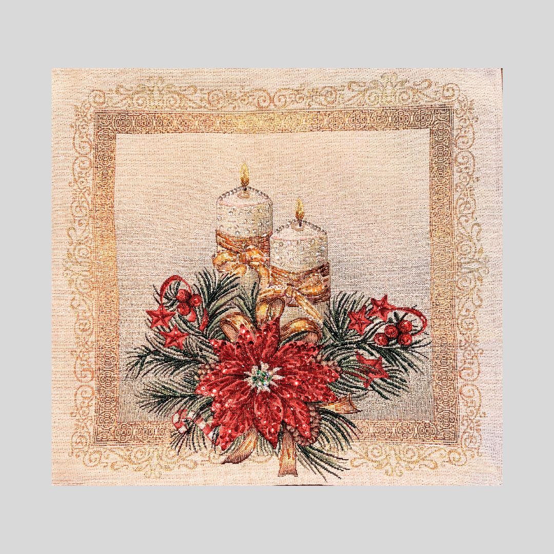 Hand-Beaded Gobelin Christmas Candle Décor Set