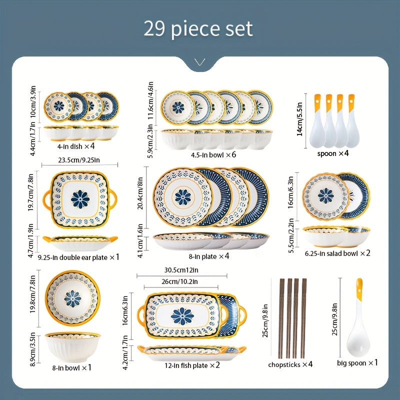 Nordic Style Ceramic Tableware Set – 29 or 47 Pieces of High-End Dinnerware