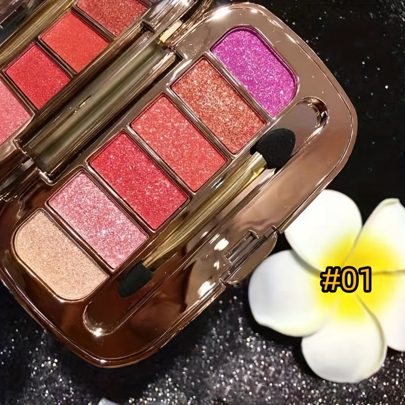 6-Color Diamond Shimmer Eyeshadow Palette with Brush & Mirror