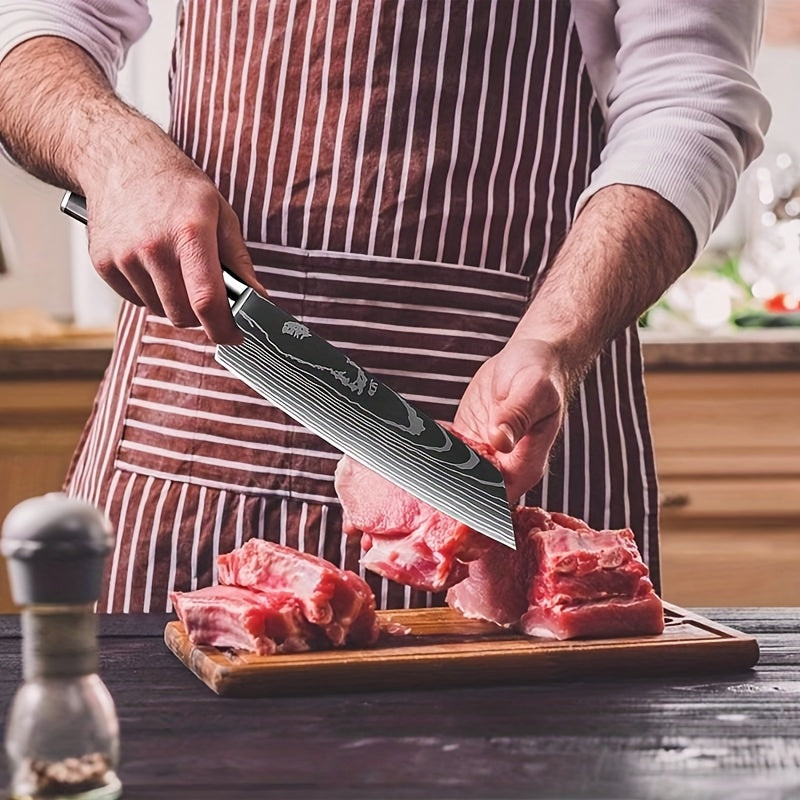 Damascus Pattern Knife Set – 7 or 10-Piece Stainless Steel Kitchen Knife Collection