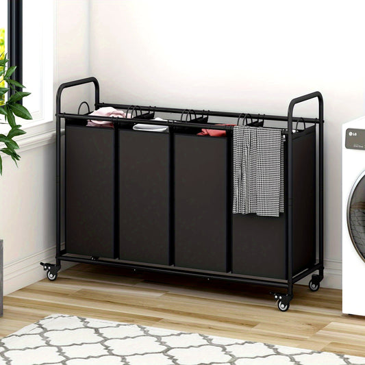 4-Bag Sorter Laundry Hamper Cart with Heavy-Duty Rolling Wheels
