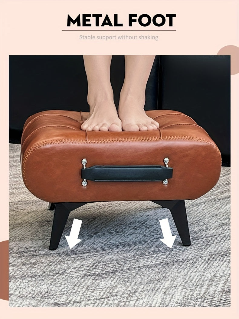 High-Quality Oil Wax Leather Low Stool â Padded Footstool & Accent Bench