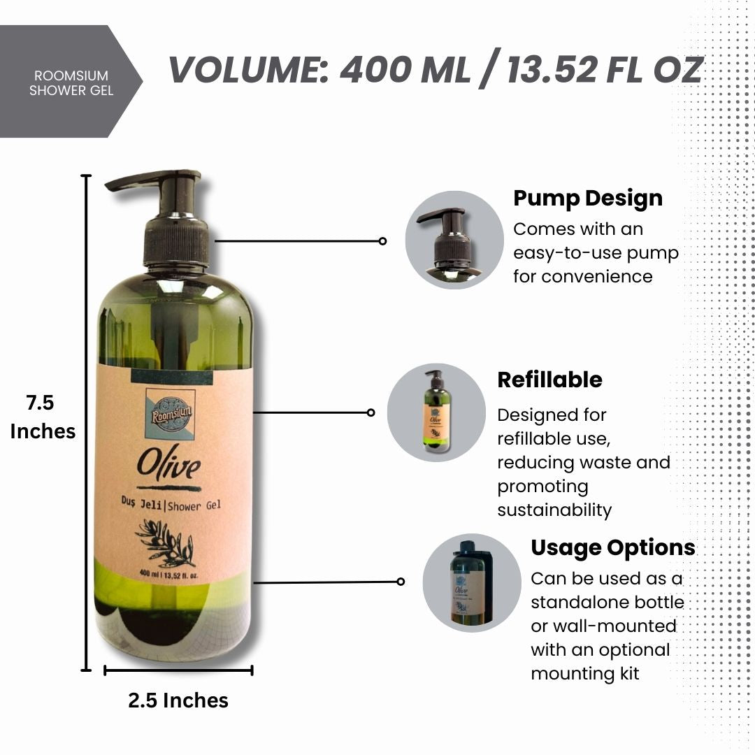Roomsium Olive Essence Body Wash – Refillable Dispenser