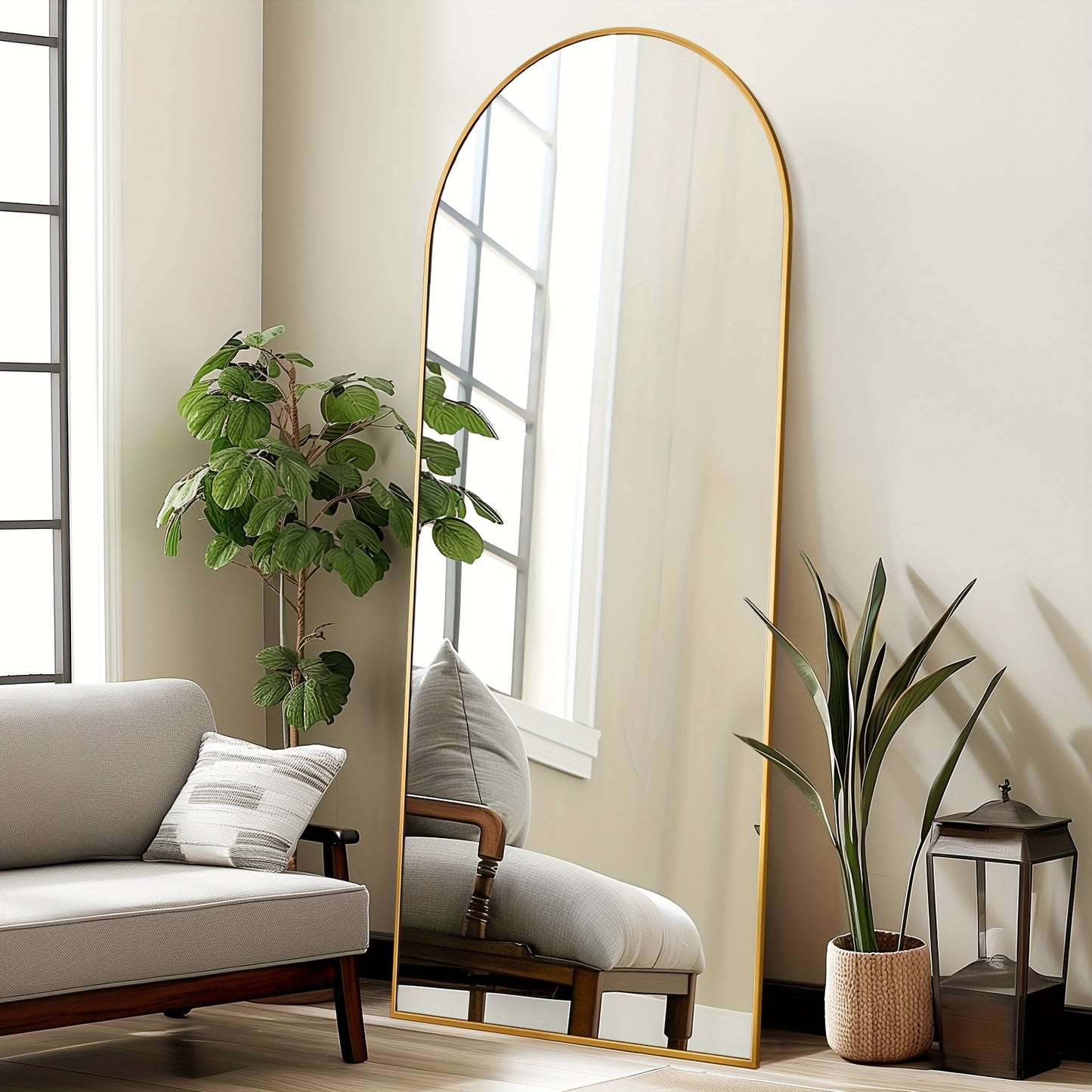 Arched Full-Length Floor Mirror with Stand – 58×19 Inch