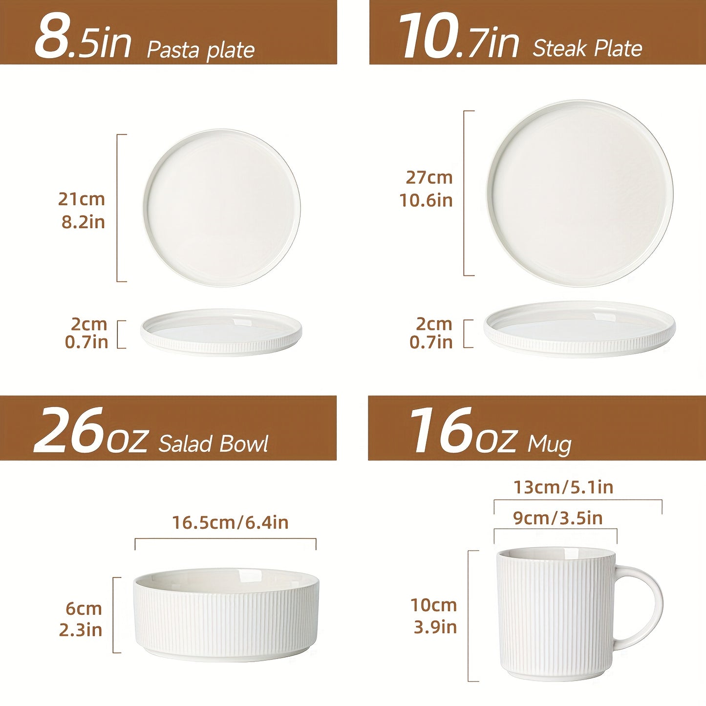16-Piece White Patterned Ceramic Tableware Set – European Classic Dinnerware for Elegant Dining