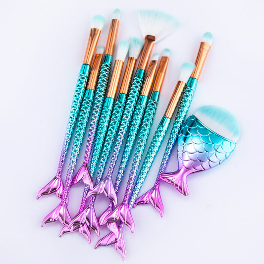 11PCS Mermaid Makeup Brush Set – Cosmetic Kit