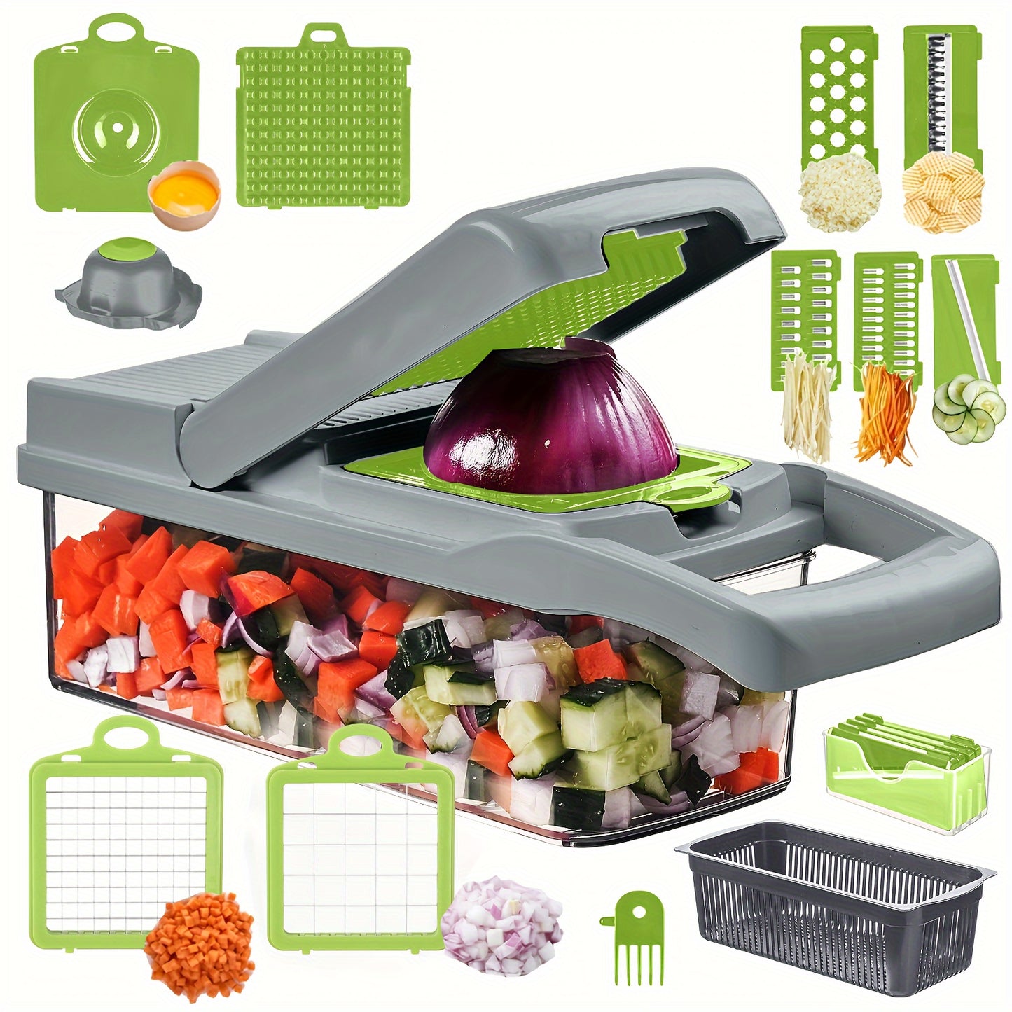 15-in-1 Premium Stainless Steel Vegetable Chopper Set – Multifunctional Kitchen Tool