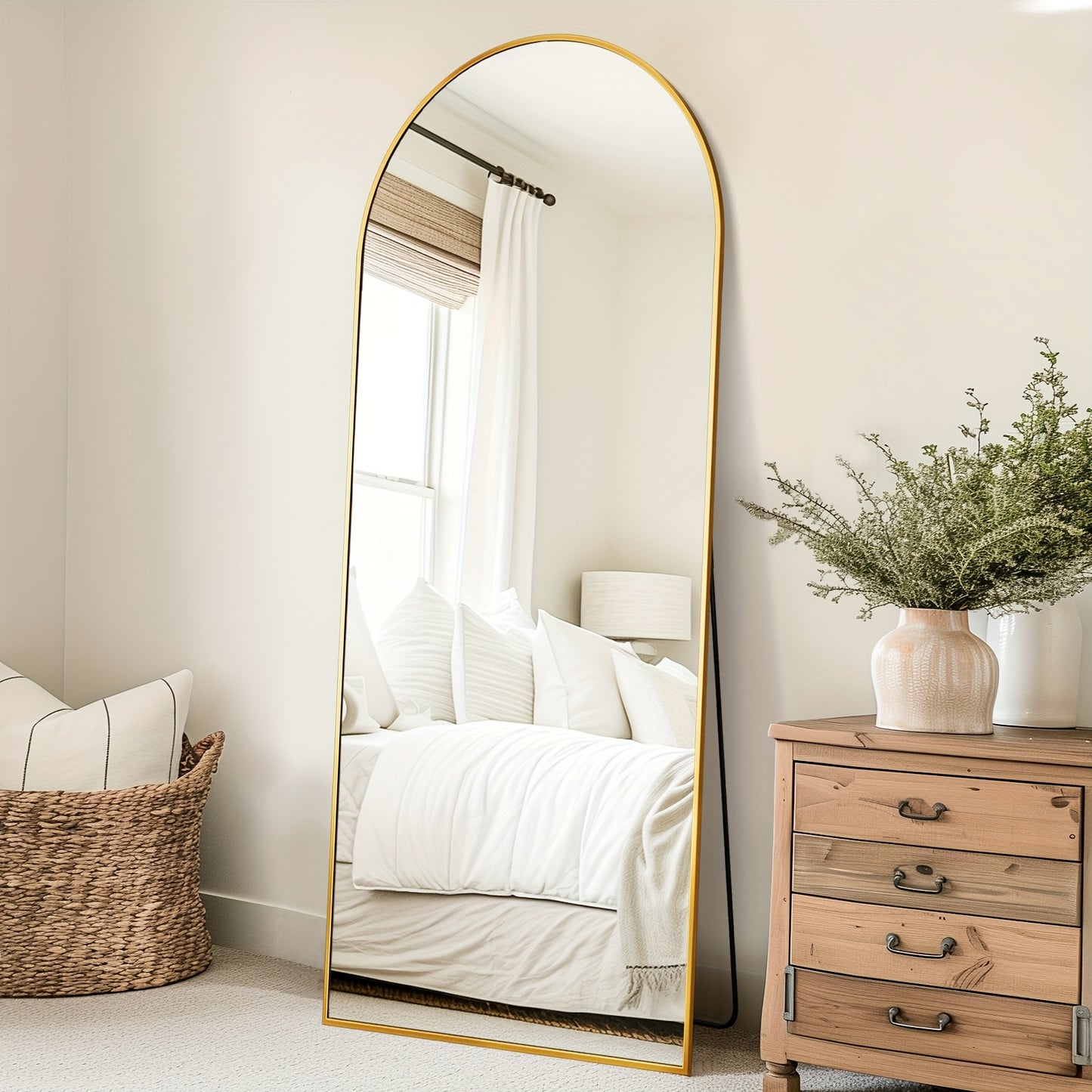 Arched Full-Length Floor Mirror with Stand – 58×19 Inch