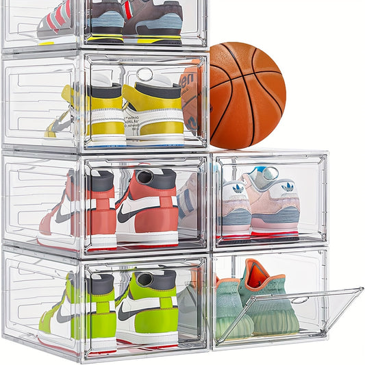 6-Pack Transparent Stackable Shoe Storage Boxes