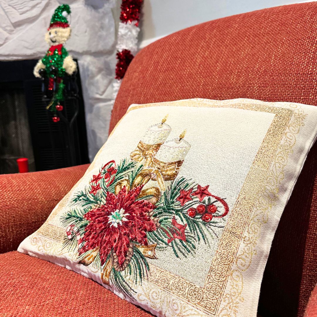 Hand-Beaded Gobelin Christmas Candle Décor Set