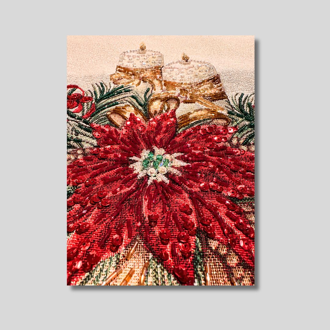 Hand-Beaded Gobelin Christmas Candle Décor Set