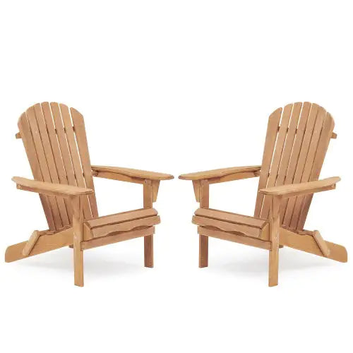 Wooden Folding Adirondack Chair Set – Solid Wood, 2-Piece - Roomsium