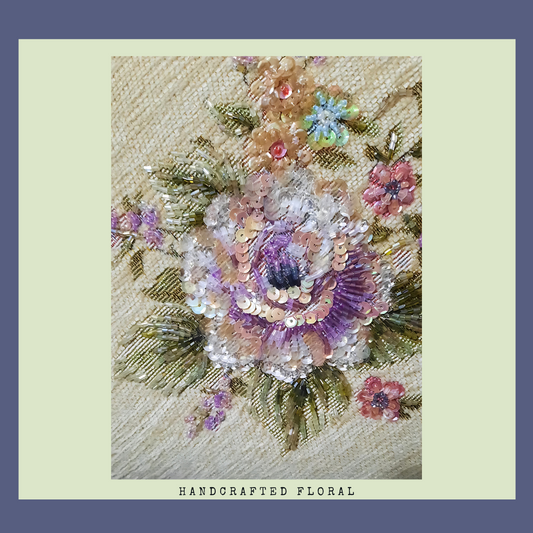Handcrafted Floral Beaded Embroidery Art – 32 x 32 cm