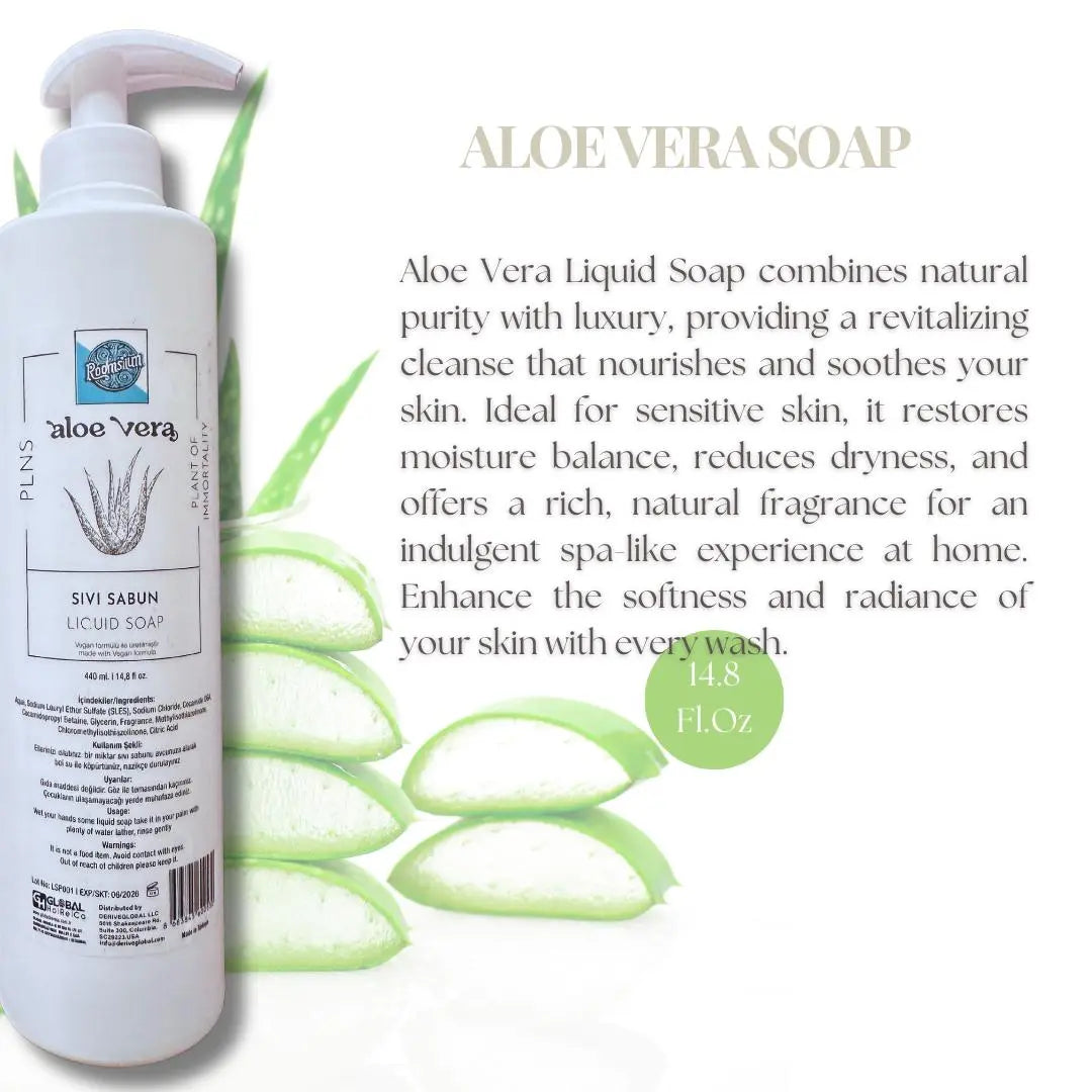 Roomsium Aloe Vera Liquid Soap - Vegan, Gluten-Free, Hydrating & Soothing Roomsium