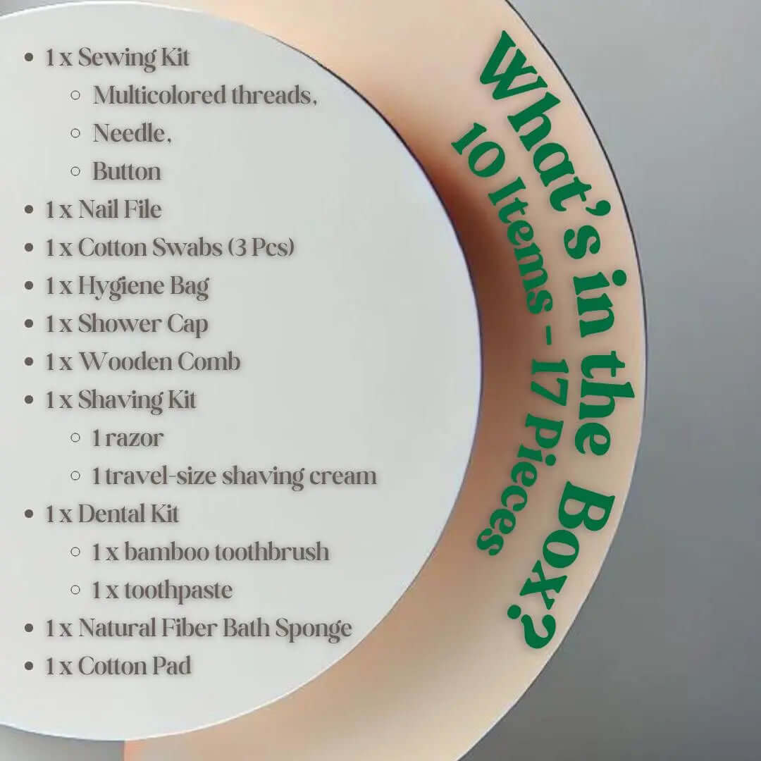 Roomsium Eco-Friendly Travel Toiletries Set | 10 Personal Care Essentials | Sustainable, Recyclable Packaging | Perfect for Travel, Airbnb, and Hotels Roomsium