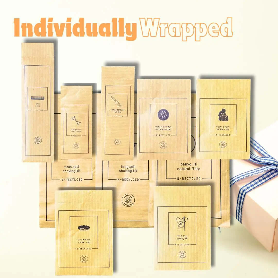 Roomsium Eco-Friendly Travel Toiletries Set | 10 Personal Care Essentials | Sustainable, Recyclable Packaging | Perfect for Travel, Airbnb, and Hotels Roomsium