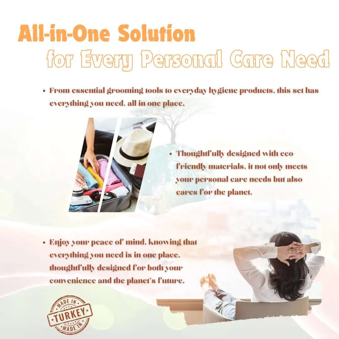 Roomsium Eco-Friendly Travel Toiletries Set | 10 Personal Care Essentials | Sustainable, Recyclable Packaging | Perfect for Travel, Airbnb, and Hotels Roomsium
