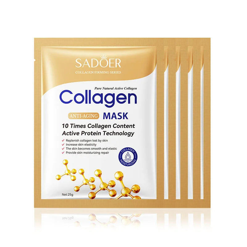 SADOER Collagen Anti-Wrinkle Face Sheet Mask – Moisturizing & Brightening Skincare (10pcs)