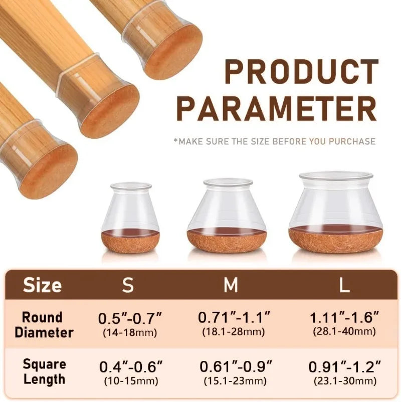 24Pcs Chair Leg Floor Protectors for Hardwood Floors, Silicone Chair Caps Covers Furniture Pads Sliders Wrapped Felt Bottom - Roomsium