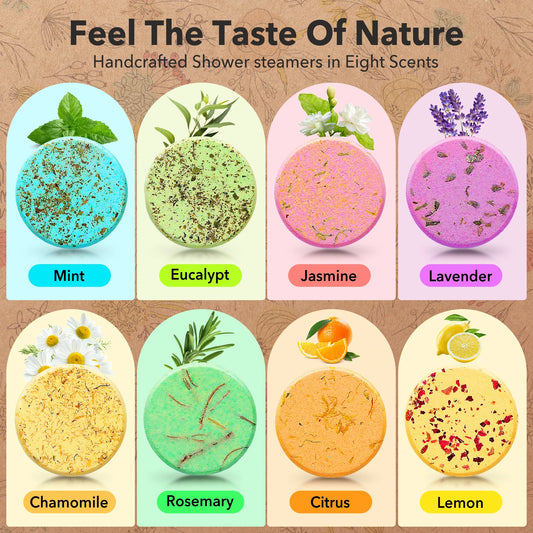 Shower Steamers Aromatherapy – 8 Pack Spa Gift Set for Women & Men