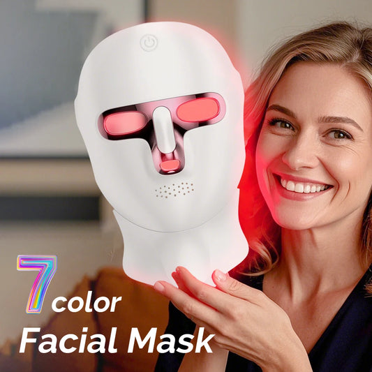 7 Colors LED Face & Neck Mask – Rechargeable Wireless Photon Light Therapy Device - Roomsium