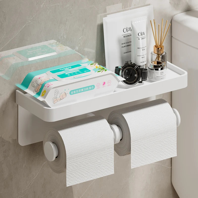 Aluminum Alloy Paper Holder – No-Drill Wall-Mounted Toilet & Kitchen Paper Roll Holder