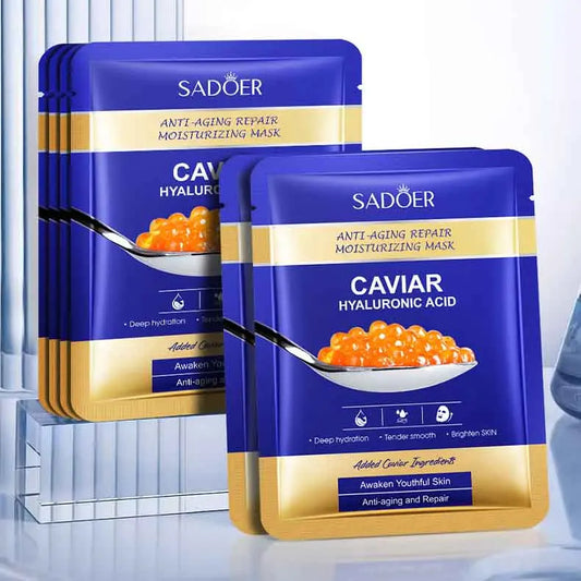 SADOER Caviar Hyaluronic Acid Face Masks – Hydrating Sheet Mask Set