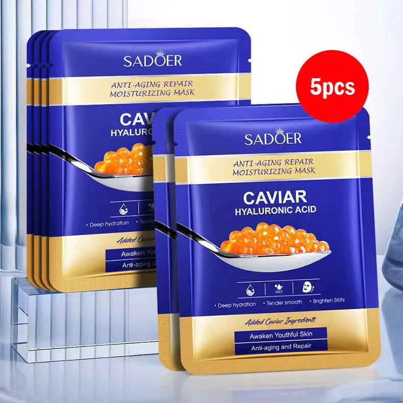 SADOER Caviar Hyaluronic Acid Face Masks – Hydrating Sheet Mask Set