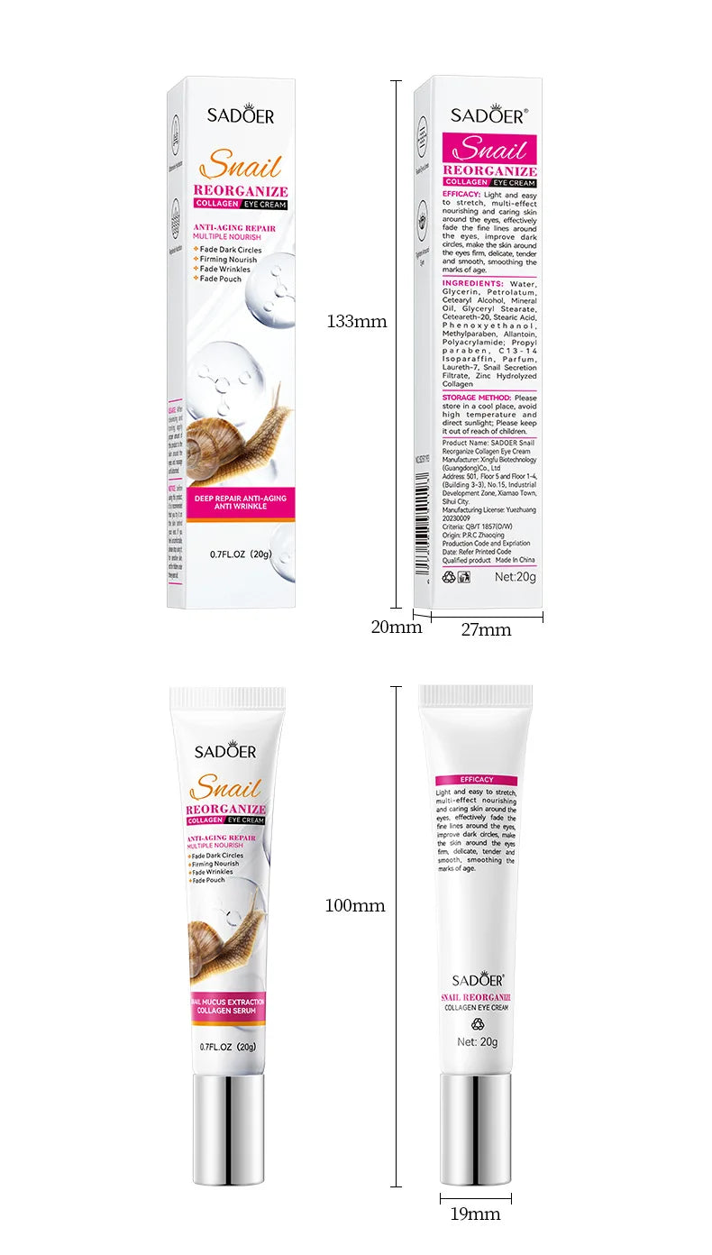 SADOER Snail Collagen Eye Cream – Dark Circle & Puffiness Care