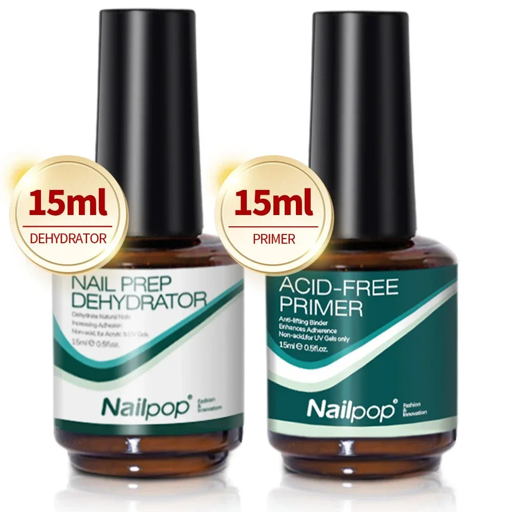 Nailpop Nail Dehydrator & Acid-Free Primer Set – Natural Nail Prep for Acrylic & UV Gel - Roomsium