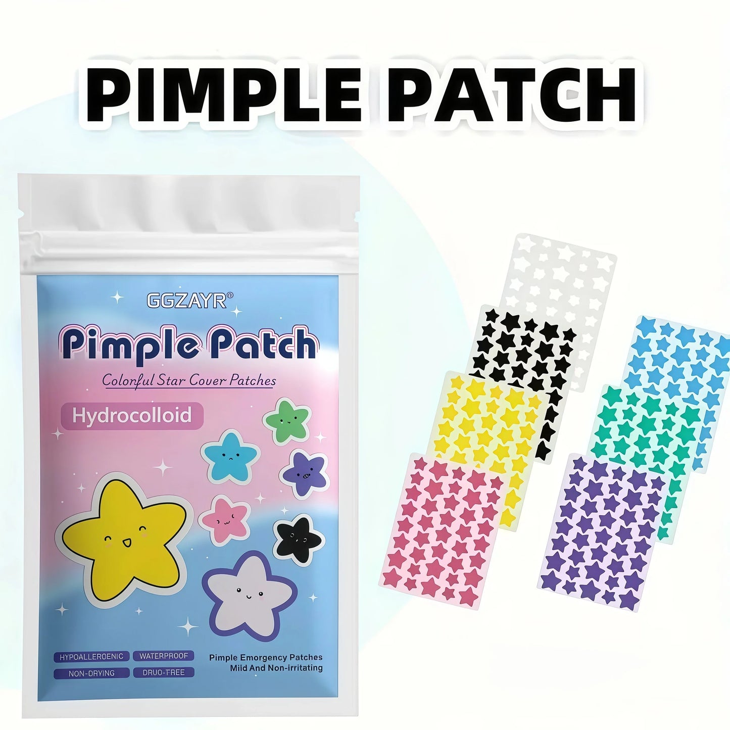 Seven-Color Star Pimple Patches – Invisible Hydrocolloid Acne Dots (280 / 1120 / 1680 pcs)