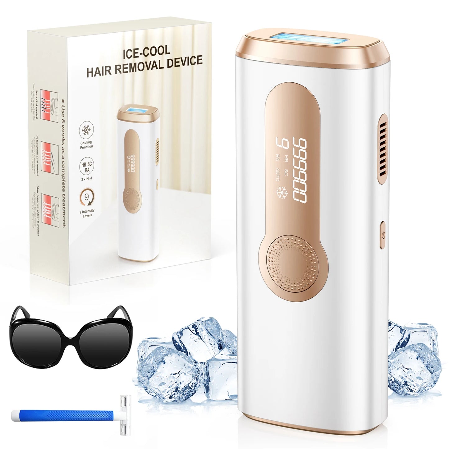 990,000-Flash IPL Hair Removal Device – At-Home Hair Reduction for Face & Body