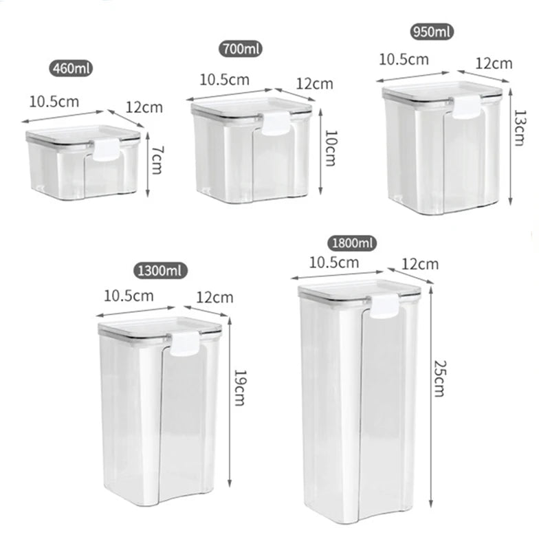 Sealed Kitchen Grain Storage Jars – Moisture-Proof Transparent Food Containers (460–1800ml)